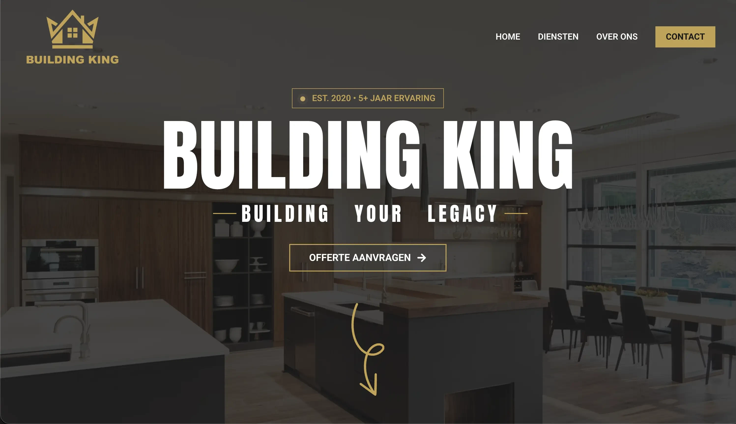 Homepage van de Building King-website